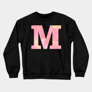 The Letter M Pink and Orange Watercolor Design Crewneck Sweatshirt